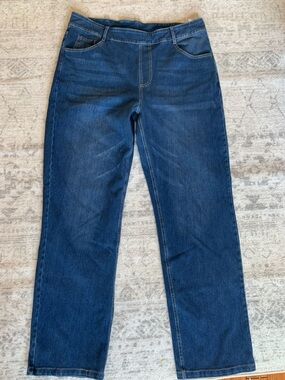 HALARA High-Rise pullon Straight Leg Jeans in Dark Blue